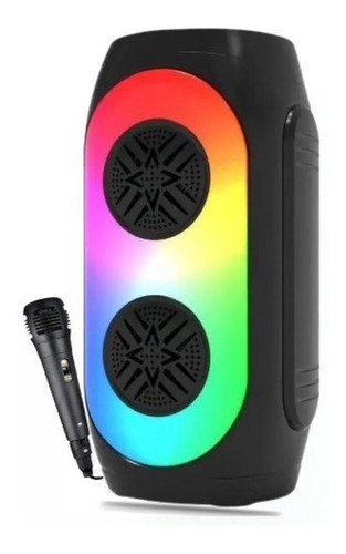Mini Caixa De Som Amplificada Karaoke Potente Led Bluetooth Cor Preto
