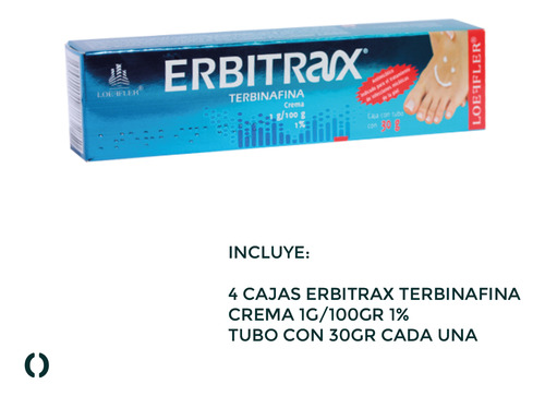 4 Tubos Terbinafina 1% Erbitrax 30g Antimicotico Loeffler