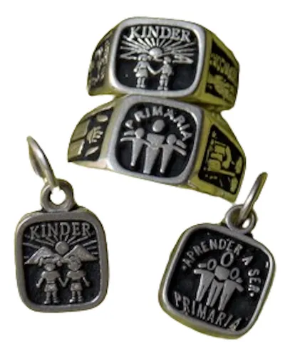 comprar Anillos Kínder Primaria Grabados Dijes Cadenas Pack Plata925