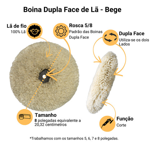 2 boinas dupla face para polimento fio agressiva 7 polegadas Rolyjones