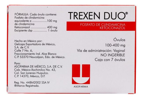 Trexen Duo 100 Mg / 400 Mg Caja Con 7 Óvulos
