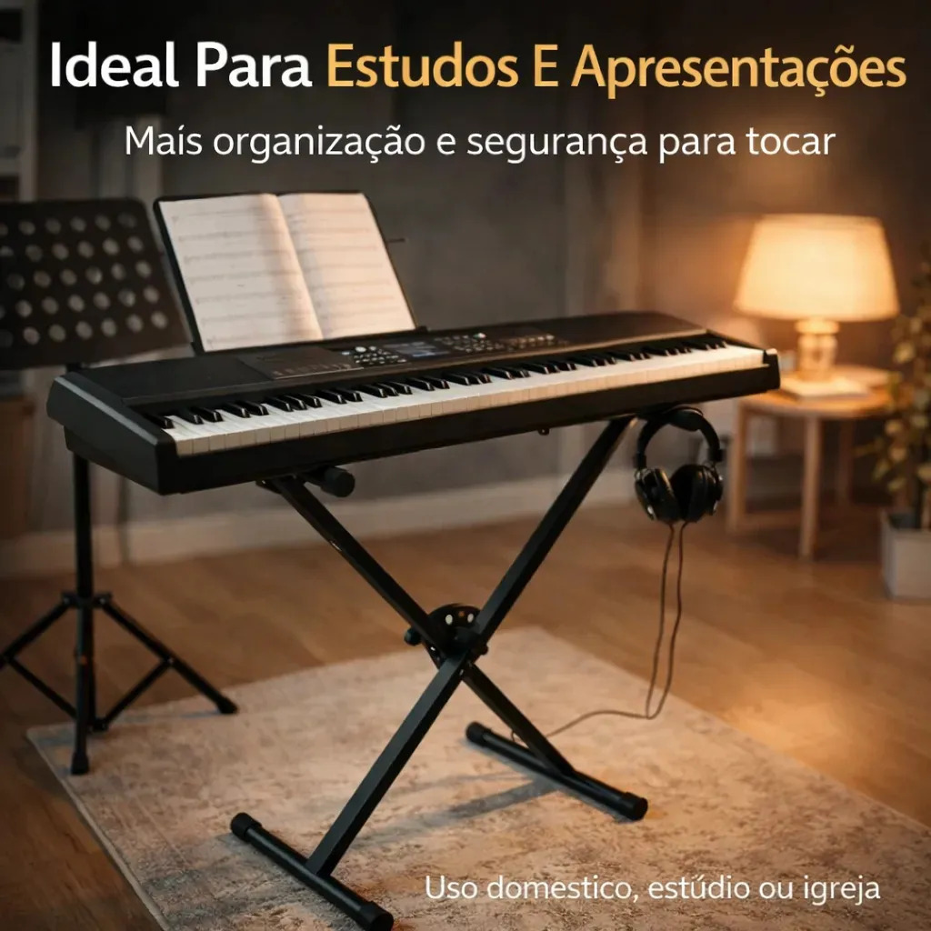 Suporte X para Teclado Musical TX Music Dobrável em Aço com Regulagem de Altura · foto 2
