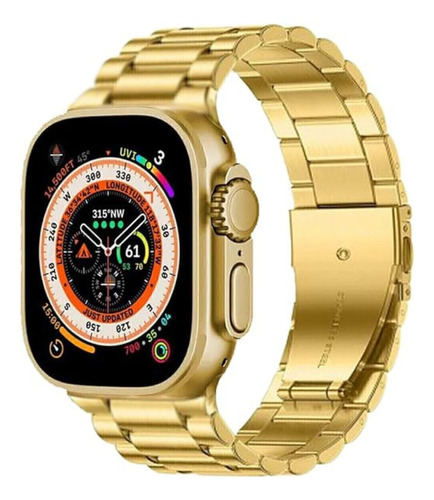 Relogio Smartwatch Ultra Gold 24 K Faz Chamadas Gps Nfc Cor da caixa Dourado