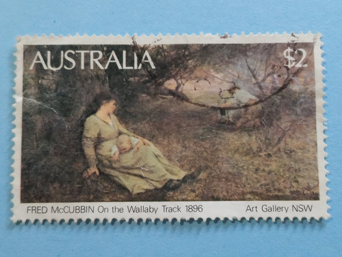 Australia Estampilla Pintura Fred Mccubbin 1981 Wallaby 1896