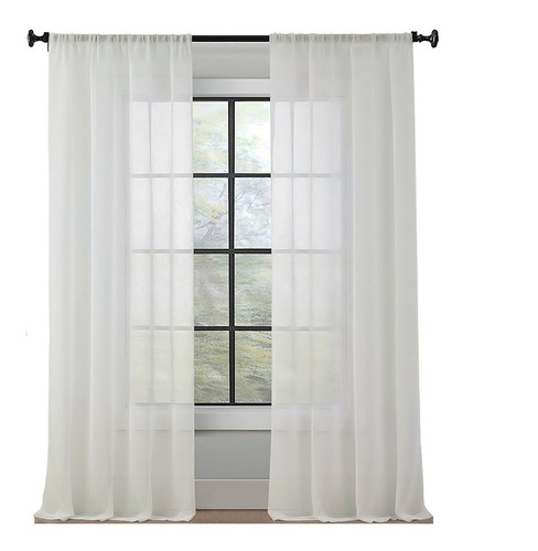 Juego De Cortinas En Tela Voile 145x250 P/riel En Modo Hogar