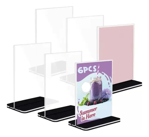 Soportes Acrílicos A6 Para Carteles - Pack De 10, Inclinados, Para Menús, Oficinas Y Tiendas