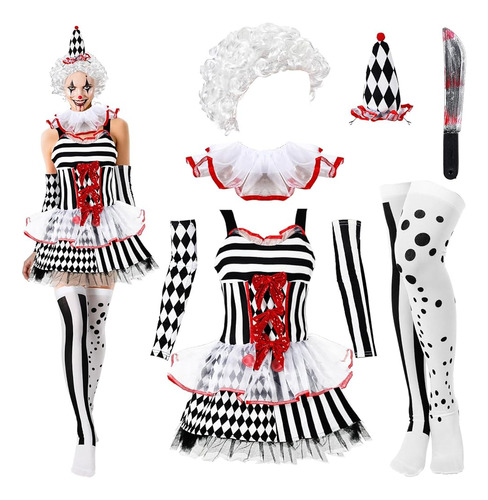 Newcotte 7 Pcs Mujeres Halloween Scary Costume Set Disfraz D