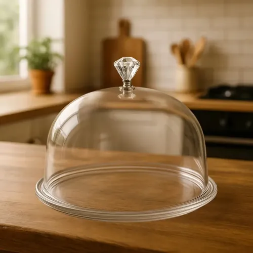 Tampa De Boleira Redonda Em Plástico Pet Transparente 25cm - R$ 32,31