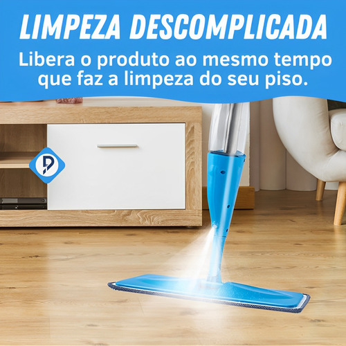 Mop Spray Giratório Com Reservatório E Refil De Microfibra
