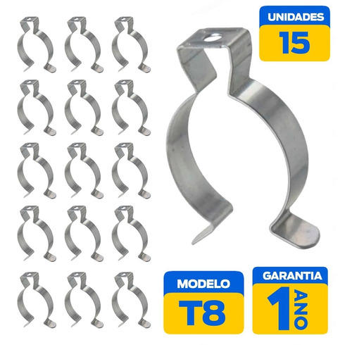 Abracadeira De Aço Para Lampada Tubular Led T8  - Kit Com 15