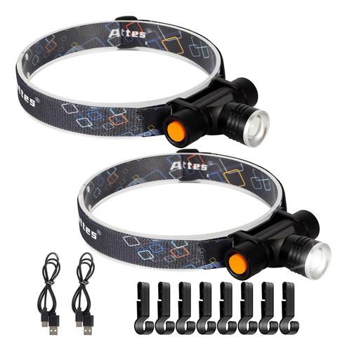 Linterna Frontal Led Recargable, Paquete De 2, Linterna...