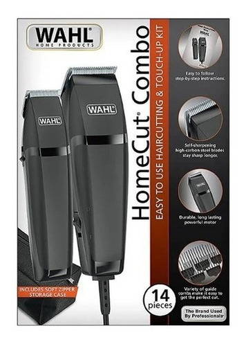 Imagen 3 de 3 de Máquina De Cortar Pelo Wahl Home Cut Combo 14 Piezas Trimmer Color Negro