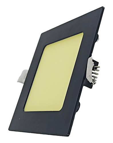 Panel Led 6w Cuadrado Luz Cálida Incrustar Carcasa Negra