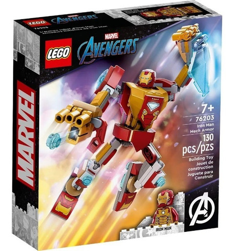 Imagem 1 de 7 de Lego Marvel Armadura Robô Do Homem De Ferro 130 Peças 76203