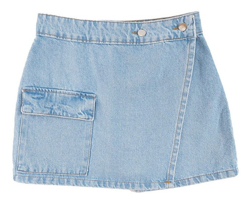 Pollera De Jeans Mujer Cruzada Mini Falda Denim Rigida