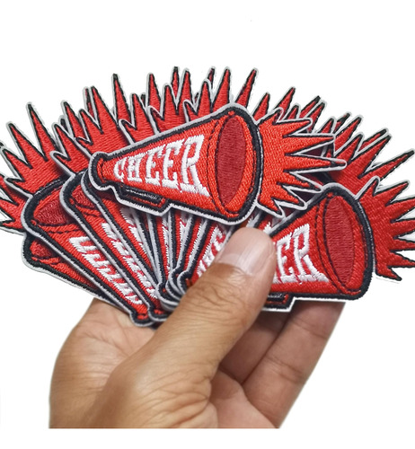 Juego De 12 Piezas Cheer Cheerleader Megáfono Rojo Parche Pa