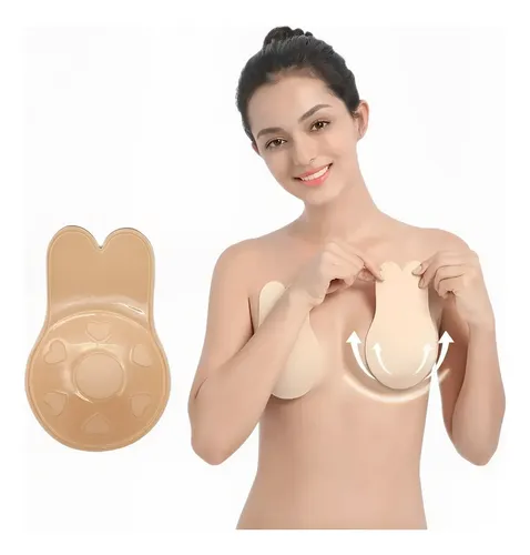 Sutiã Adesivo Invisível Levanta Modela Seio Tapa Bico Pushup Bege Liso G/gg