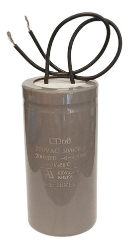 Capacitor Arranque 200uf 250vac Cd60 Motor Start 200mf