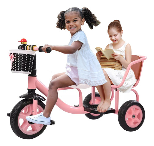 Triciclo Bicicleta Doble Carriola Para 2-6 Años Bebe Niños