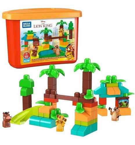 Blocos De Montar Balde Mega Bloks Disney O Rei Leão 66 Peças