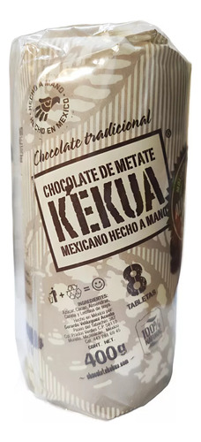 Chocolate Kekua Hecho A Mano En Metate Con Almendras 400 Grs