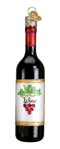 Old World Christmas Vidrio Soplado Ornamento Botella De Vino