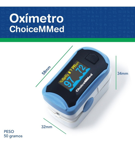 Imagen 5 de 9 de Oximetro De Pulso Choicemmed 6 Modos De Pantalla Onda Pletis