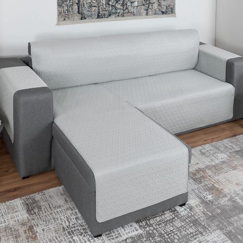 Funda Para Sofá En Forma De L Cubre Sillón Real Textil Gris