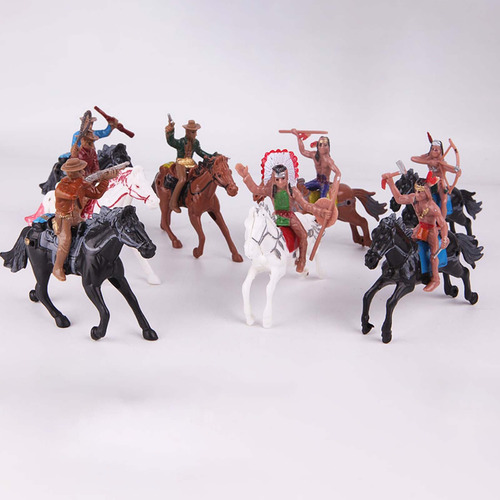 Paquete De 8 Figuras De Vaquero Del Con Caballo Para Niños