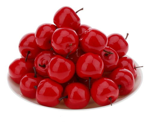 30pcs Mini Manzana Roja Artificial Decoración Fruta Fa...