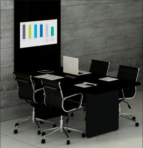 Imagem 2 de 9 de Mesa Reunião Painel Tv Preta Caixa Tomada 1 Tomada 2,40 X 90
