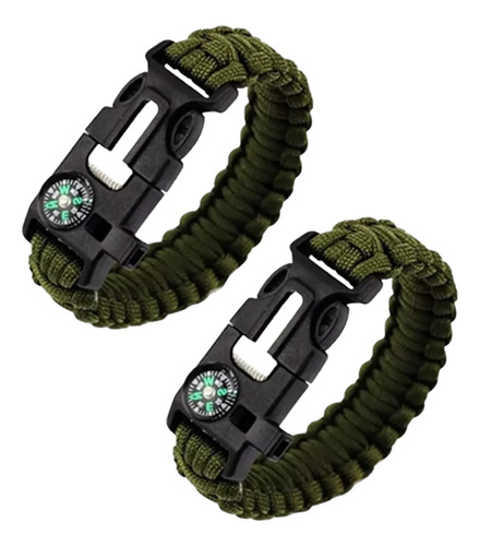 Brujula Paracord Pulsera Pack X2 De Supervivencia Militar