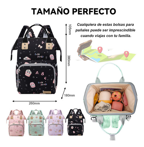 Nuhexry Mochila Pañaleras Para Bebe Bolsa Impermeable Multiusos color negro