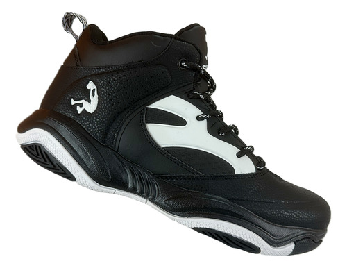 Tenis Negros Blancos Shaq Bota Spin Move Basquetbol