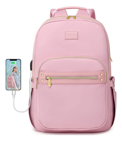 Mochila Rosa Para Ordenador Portatil Para Mujer