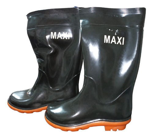 Botas De Pvc Negra Sin Punta Suela Naranja  Talla 40-41-42 