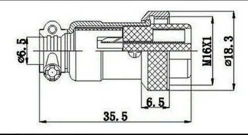 10 Conector De Aviação Circular Mike Gx16 6 Vias Fêmea Cabo