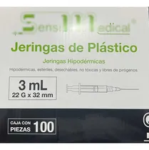Comprar Jeringas De Plástico 3ml C\u002F 100 Pzs  Sensimedical 22g X 32mm