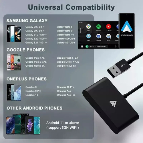 Conversor De Adaptador De Carro Carplay Auto Sem Fio Android