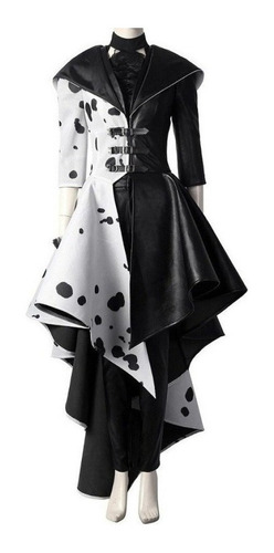 Vestido Cruella De Vil Cosplay Cruella Negro Blanco Lunares