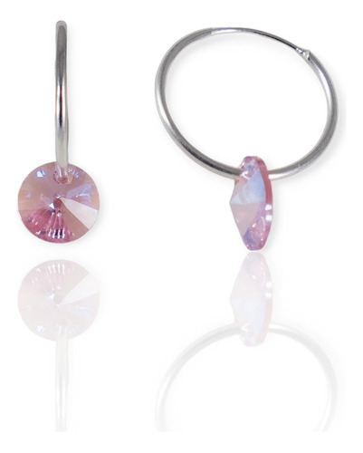 Aros Plata 925 Argollas Con Cristales Swarovski Arpl330 - 8d