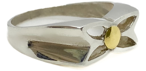 Anillo Plata 925 Y Oro Flor Moño T:18 