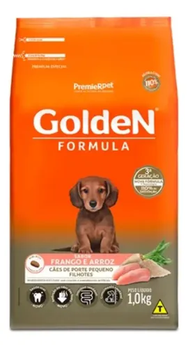 Ração Seca Golden Cães Filhotes Raças Pequenas Frango Arroz 1kg