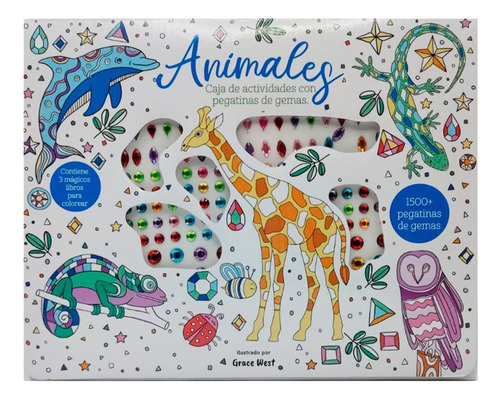 Animales. Caja De Actividades Con Pegatinas De Gemas / Pd., De Grace West. Editorial Comercializadora Orc, Tapa Dura, Edición 01 En Español, 2024