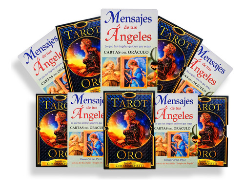 Oraculos Mensajes Angeles + 5 Tarot Oro Pack Mayoreo 10 Pzs