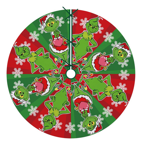Falda Grinch Para Árbol De Navidad, 90 Cm, Adornada Con Cuel