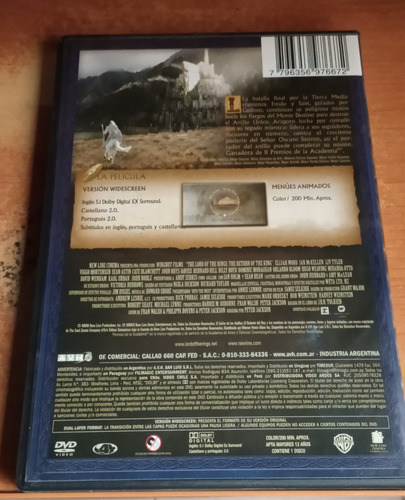 El Señor De Los Anillos El Retorno Del Rey Dvd (latino) (Usado)