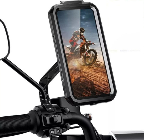 Funda Base Soporte Para Celular Moto Retrovisor Impermeable