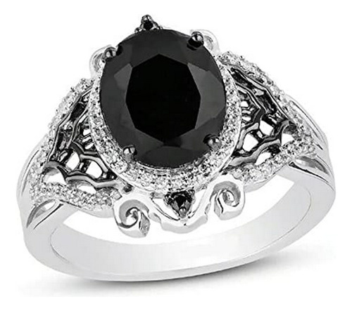 Nightmare Anillo De Diamante De Moissanita Negro Para Mujer