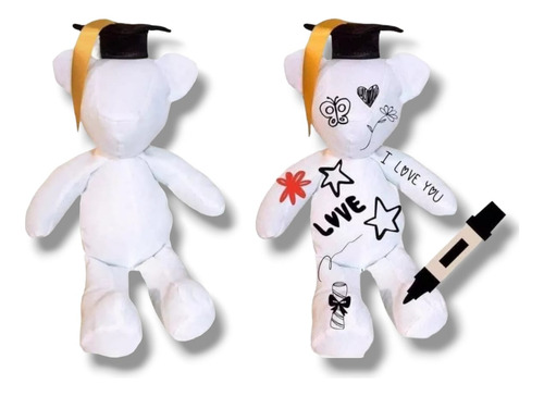 15 Osos Peluche Graduación Para Pintar Despedida Blanco